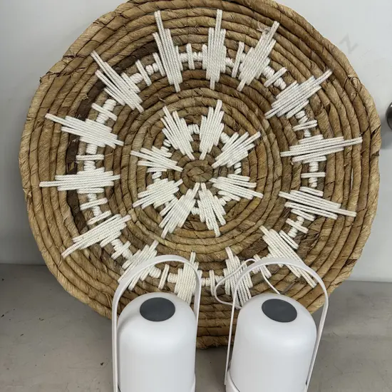 Handwoven Natural Banana Leaf & Macrame Decorative Wall Art With Portable LED Lights