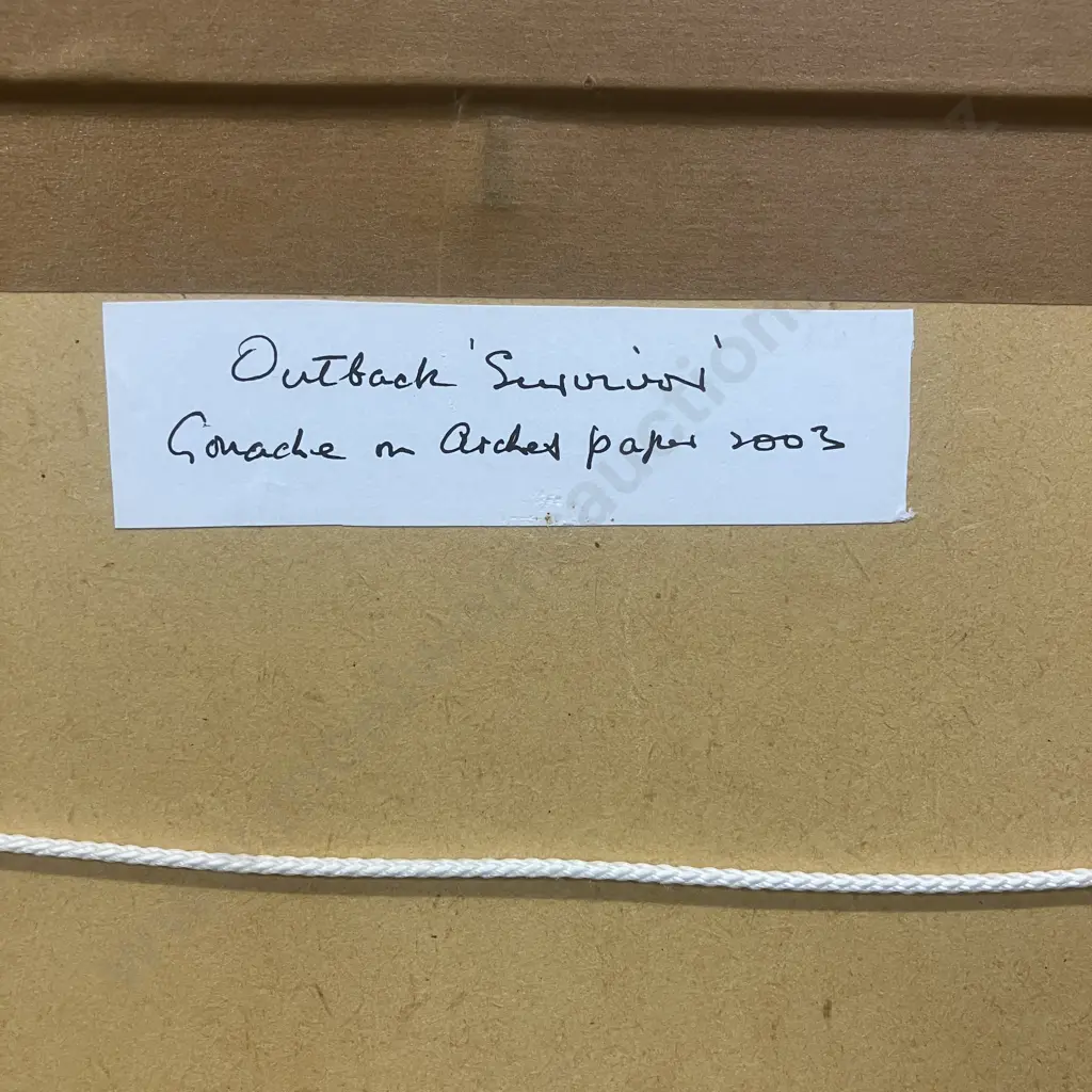 Barbara Sabin Outback 'Survivor' 2003 Gouache on Arches Paper, Signed & Framed. 31.5 x 36cm Image 1++