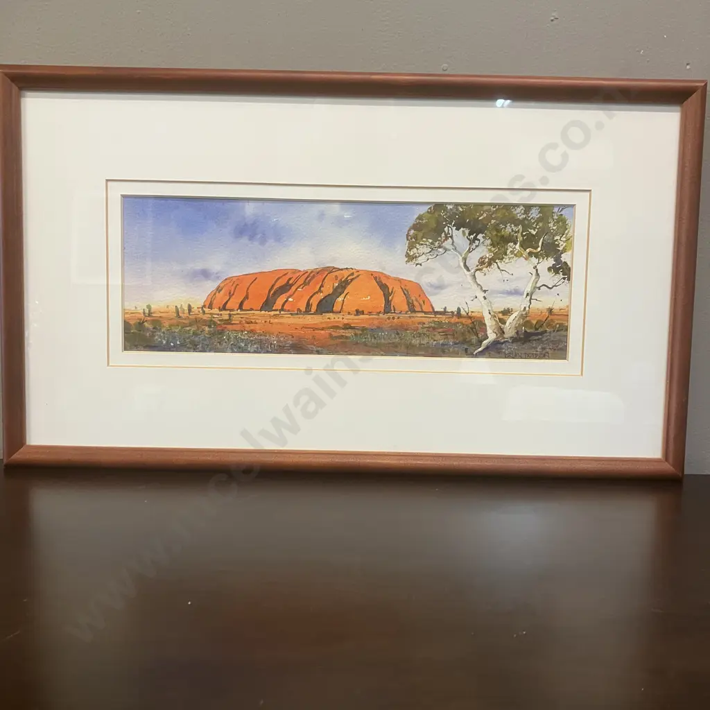 Brian Dobson 'Uluru & Ghost Gum' Watercolour Signed. 28 x 49cm Image 1++