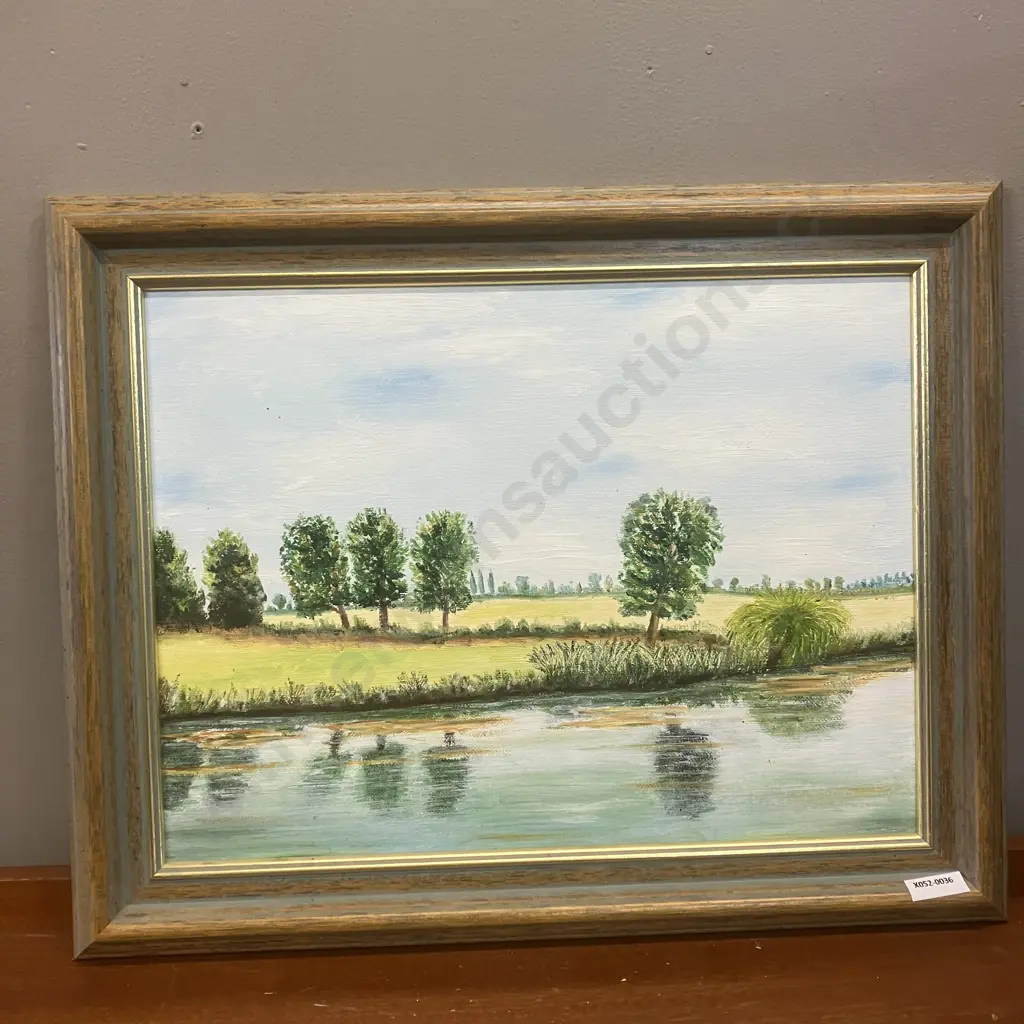 Riverside Scene Original Framed Artwork. 39 x 49cm Image 1++
