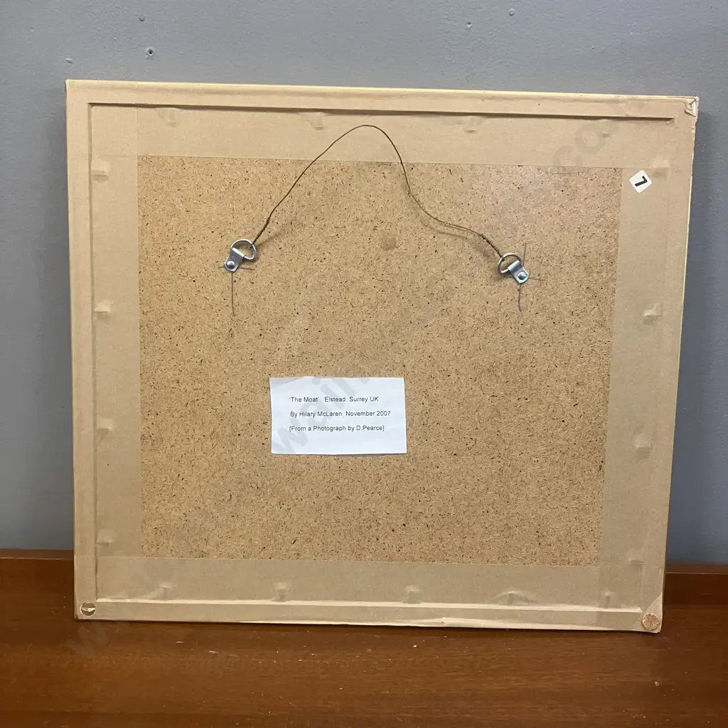 Hilary McLaren 2007 Original Artwork - The Moat, Elstead. Surrey UK (From a Photograph by D.Pearce). Signed. 40 x 45cm Image 1++