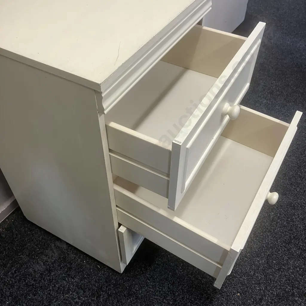 IGOE Furniture England 3 Drawer Side Table Painted White, On Castors. H79 W49 D43.5cm Image 1++