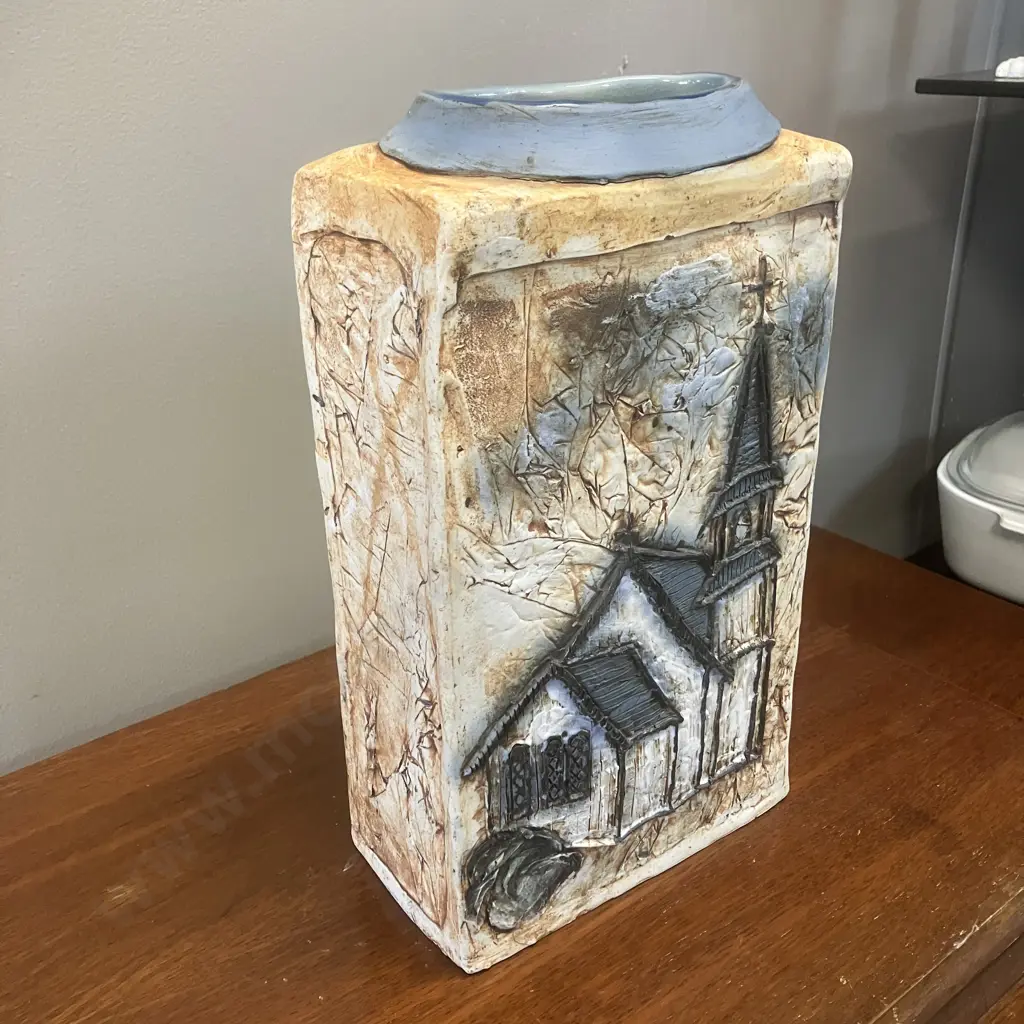 Large Slab Built Pottery Vase. H31cm Image 1++