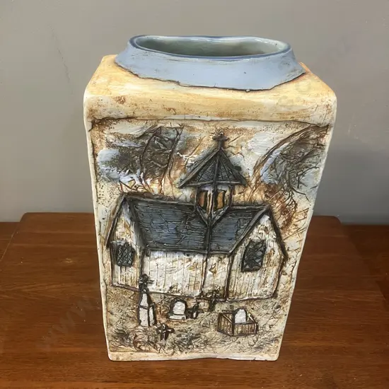 Large Slab Built Pottery Vase. H31cm