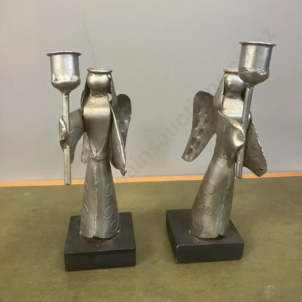 Pair of Metal Angel Candlesticks. H26cm Image 1++