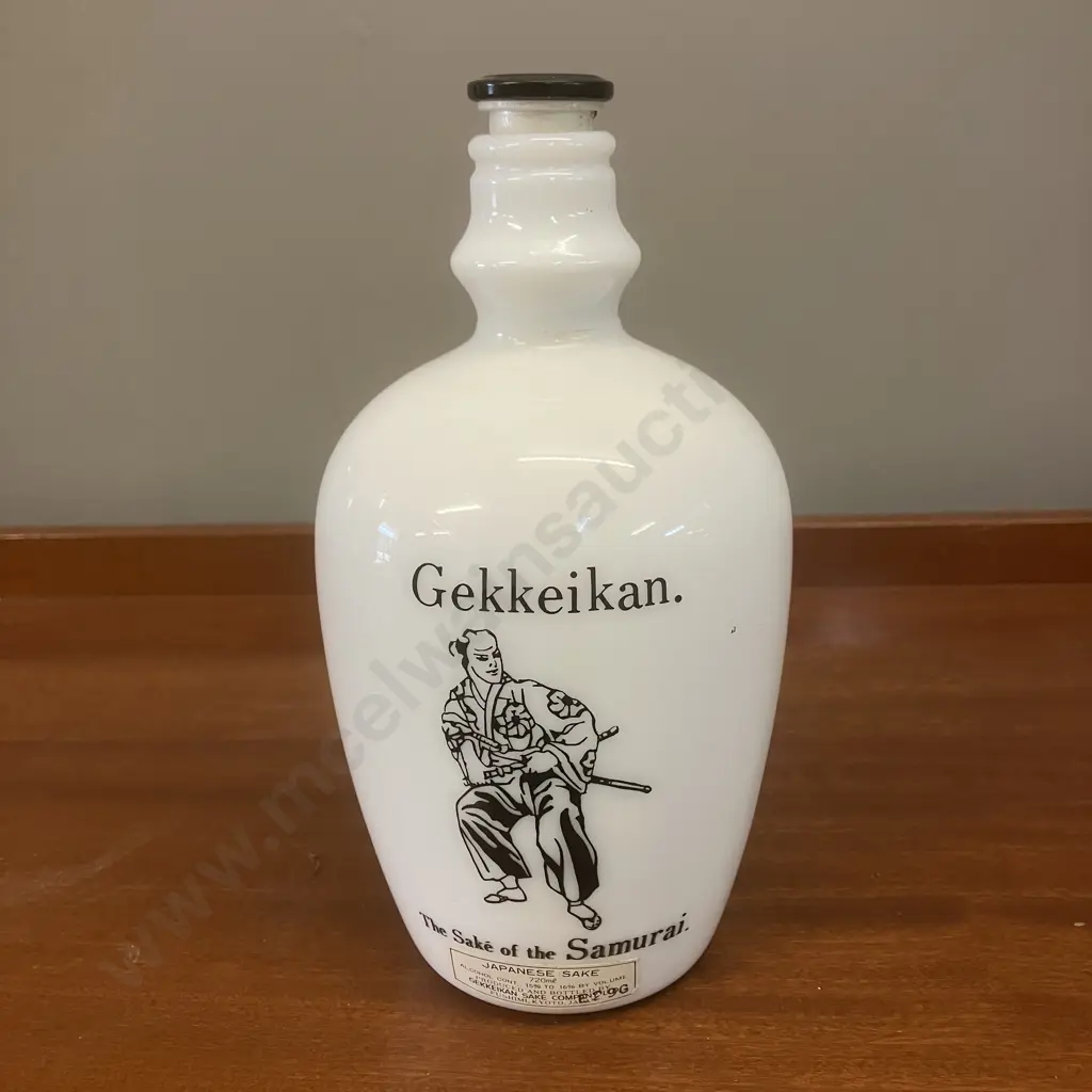 Vintage Gekkeikan 'The Sake Of The Samurai' White Glass Bottle With Stopper. H20cm Image 1++