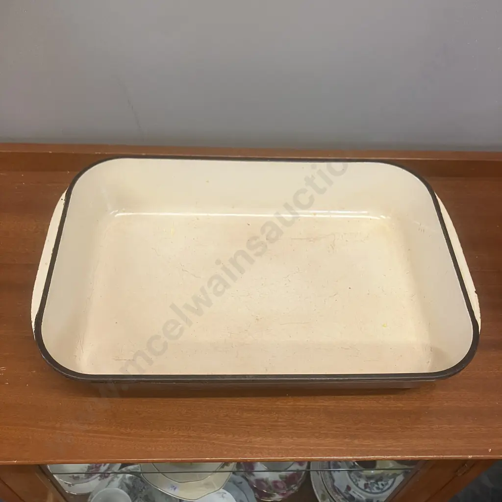 Vintage Le Creuset Large Brown Enamel Cast Iron Rectangular Roasting Dish - France. H7 W39.5 D26cm Image 1++