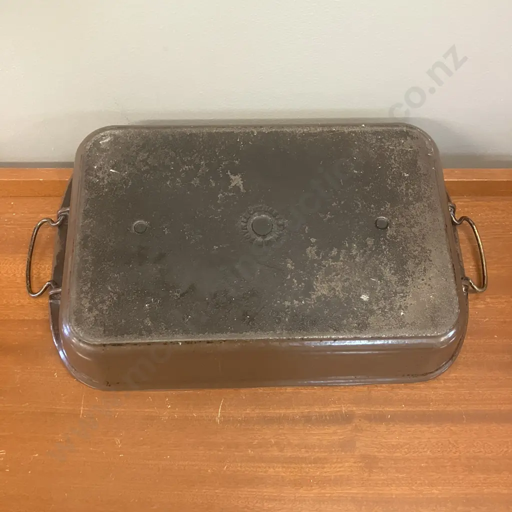 Vintage Le Creuset Large Brown Enamel Cast Iron Rectangular Roasting Dish - France. H7 W39.5 D26cm Image 1++