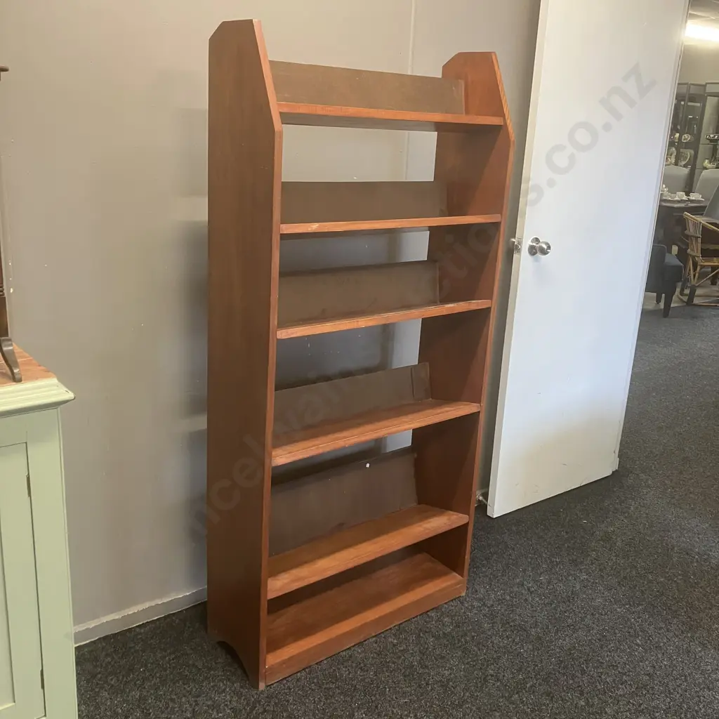 Pine Open Backed Bookcase With 5 Sloping Shelves. H167.5 W79 D29cm Image 1++