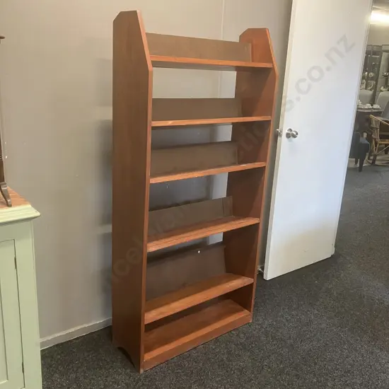 Pine Open Backed Bookcase With 5 Sloping Shelves. H167.5 W79 D29cm