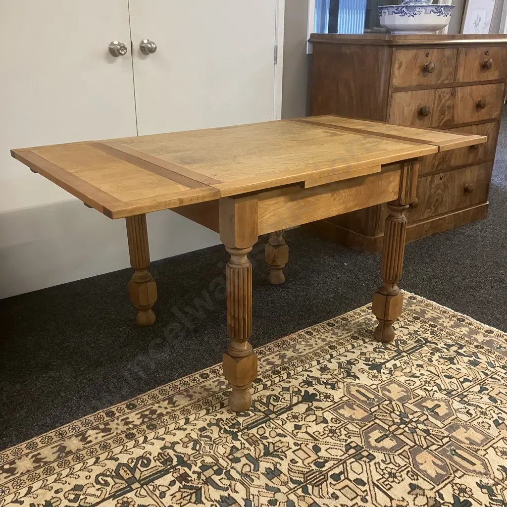 Antique Oak Draw Leaf Extension Dining Table. H76 W90 / 148 D83cm Image 1++