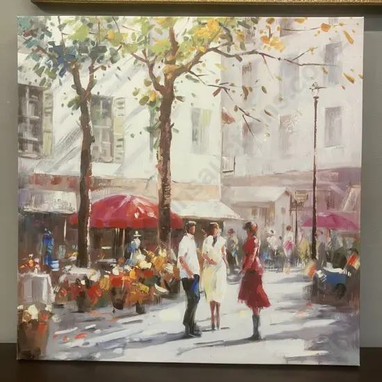 French Cafe Scene Canvas Print. 50 x 50cm