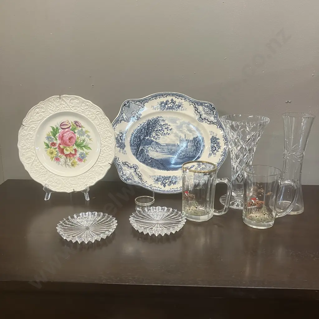 Crystal, Vintage Glasses, Lotus Bowl,  Antique Plates Etc Image 1++