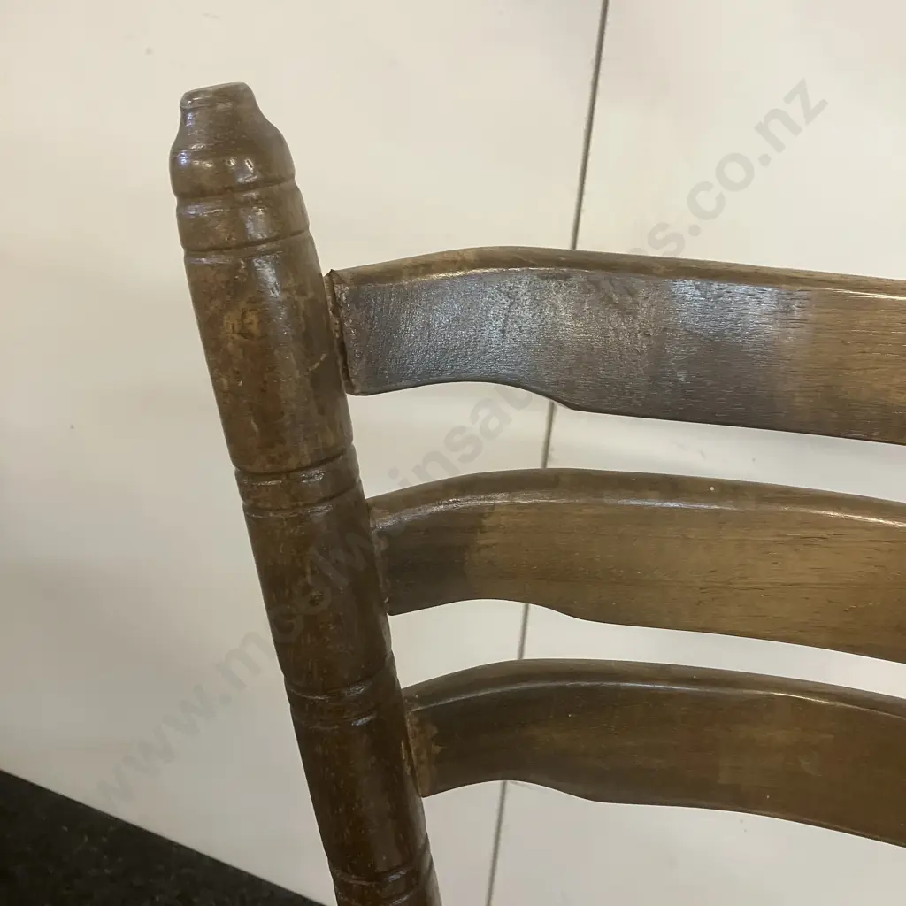 Vintage 70's Oak Ladder-Back Bar Stool. H101cm Image 1++