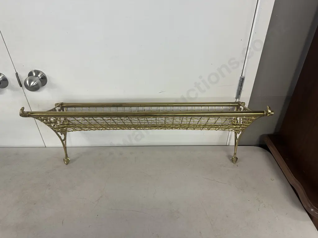 Brass Wall Hung Shelf Mesh Ornate Detail W73,D31cm. Image 1++