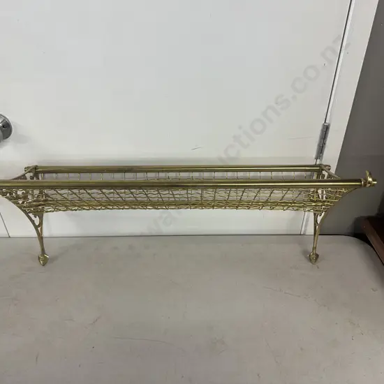 Brass Wall Hung Shelf Mesh Ornate Detail W73,D31cm.