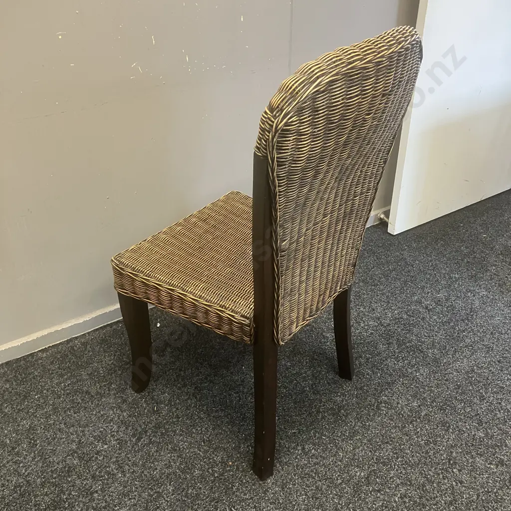 Vintage Rattan Wicker Highback Dining Chair (Back Loose) Image 1++