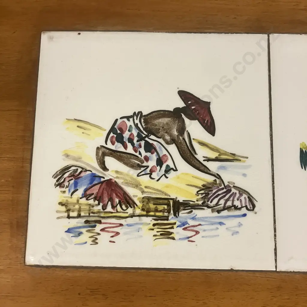 Mid Century Oval Occasional Table With 1960s Hand Painted Tiles Image 1++