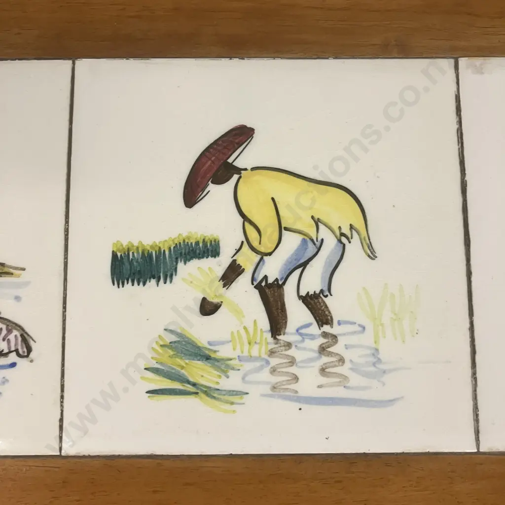 Mid Century Oval Occasional Table With 1960s Hand Painted Tiles Image 1++