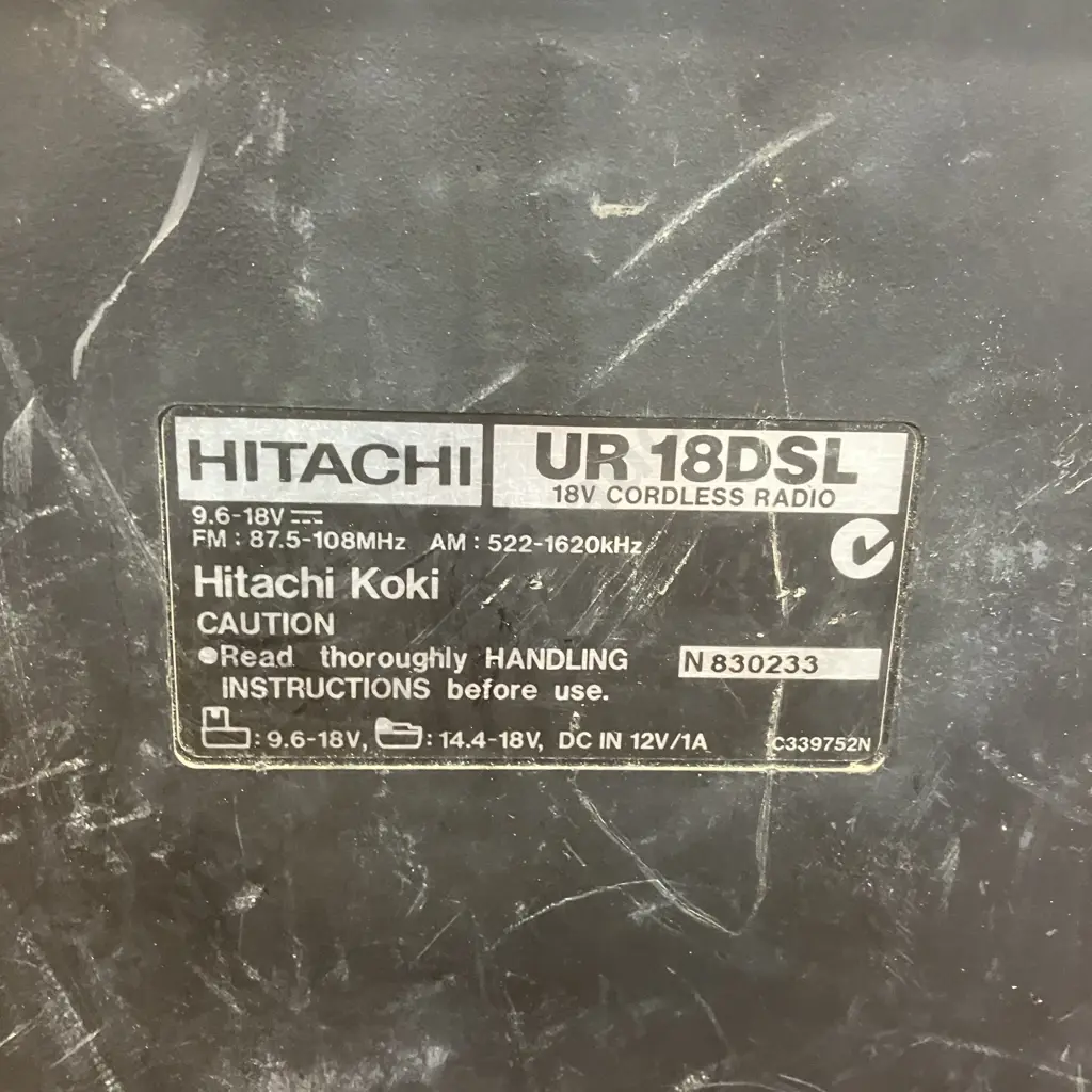 Hitachi Koki UR18DSL 9.6-18v Cordless Site Radio Skin Only Image 1++