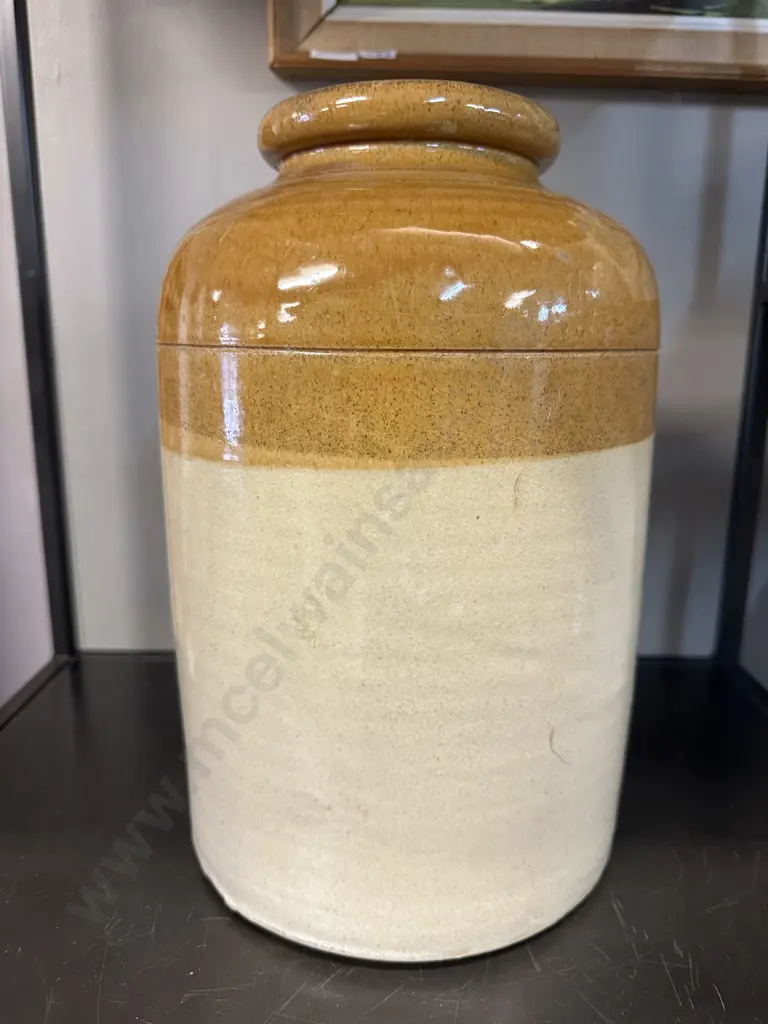 Vintage Two Toned Stoneware Jar H31.5cm. Image 1++