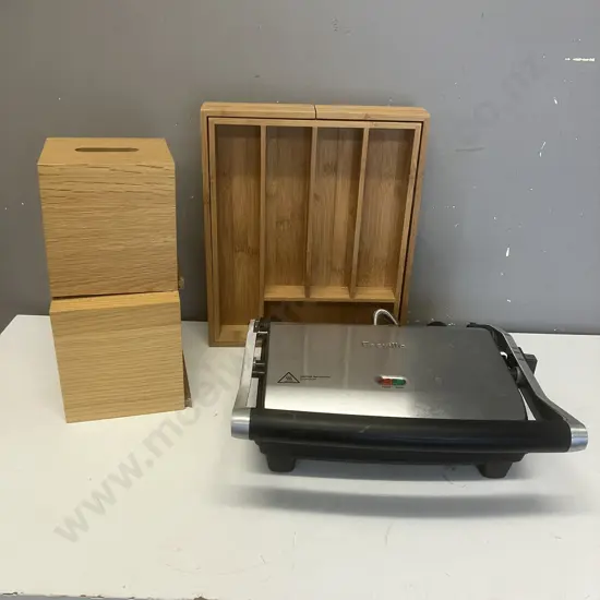 Breville Food Press (Looks Unused) Citta Wooden Tissue Box Covers & Wooden Cutlery Drawer Sorter