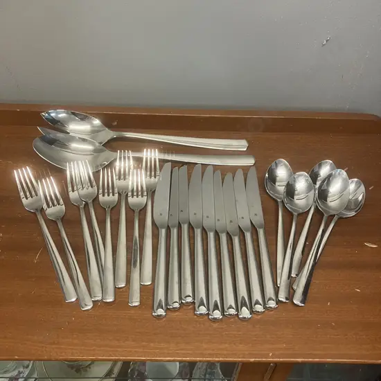 WMF Boston Assorted Cutlery x 26 & Pair of Serving Spoons. Cromargan Stainless Steel