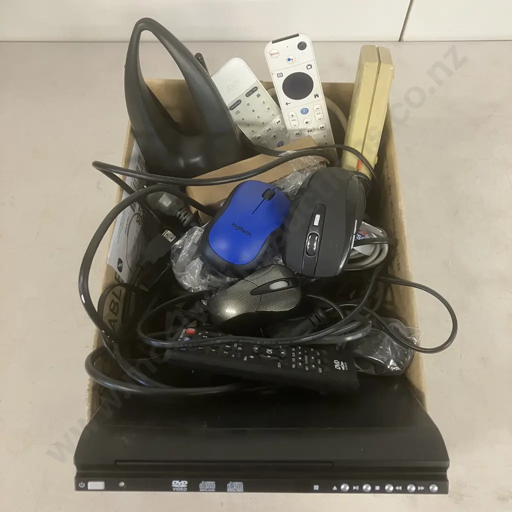 Box Electronics, Leads, Remote Controls, Computer Mouses Etc Image 1++