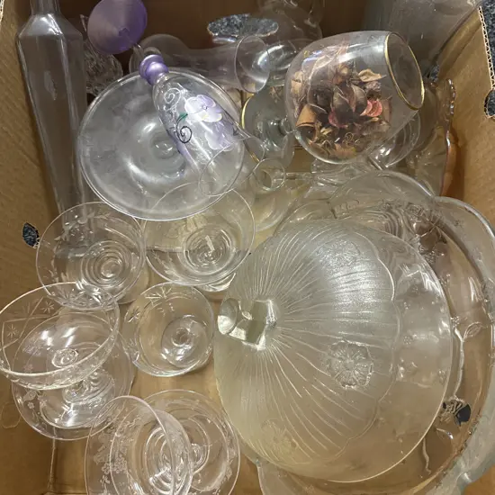 Box Lot Assorted Glassware