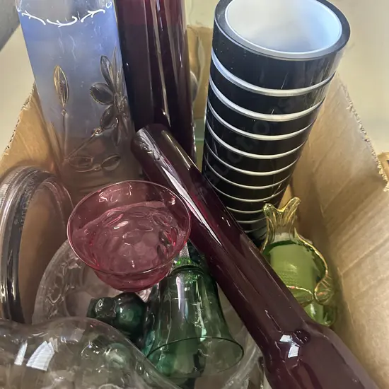 Assorted Glass Items Including Vases
