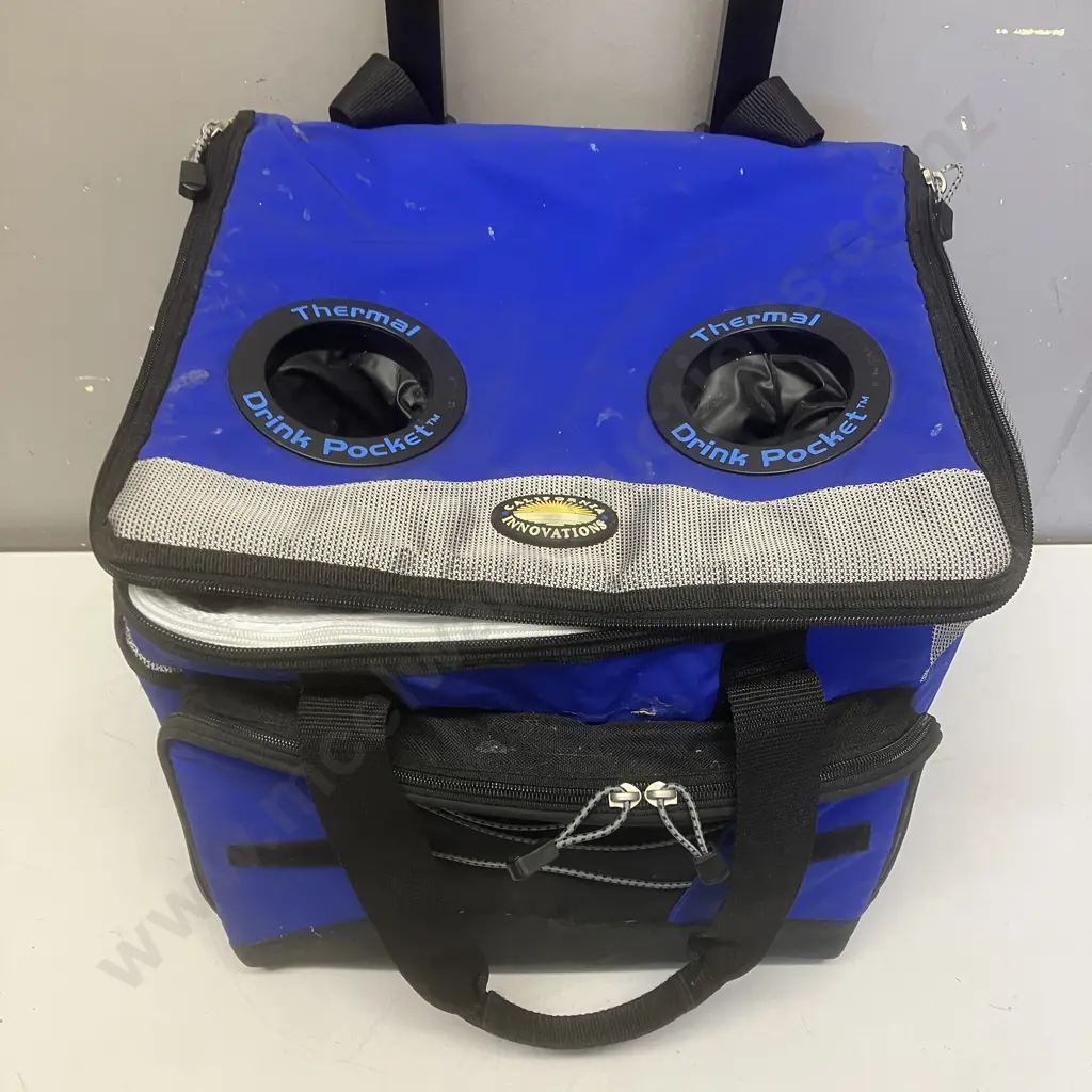Insulated Rolling Travel Cooler With Cup Holders Image 1++