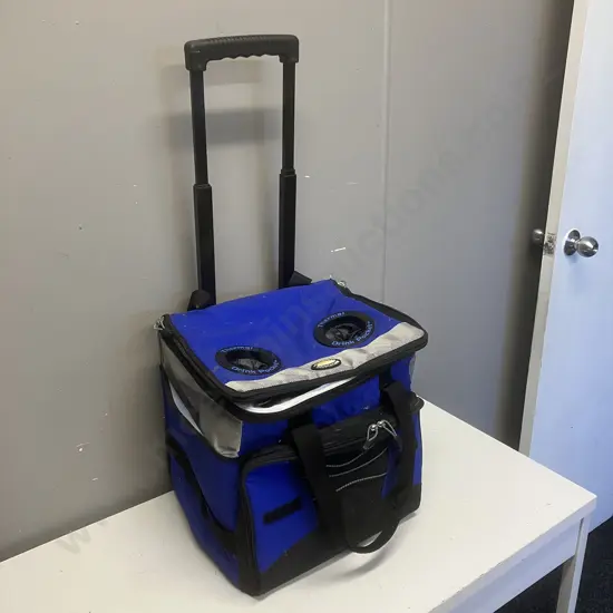 Insulated Rolling Travel Cooler With Cup Holders