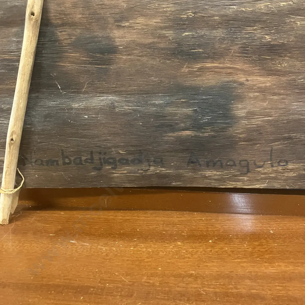 Australian / Aboriginal Art - NAMBADJIGADJA AMAGULA Bark Painting. c1960s Natural Earth Pigments On Bark. 24 x 53cm Image 1++