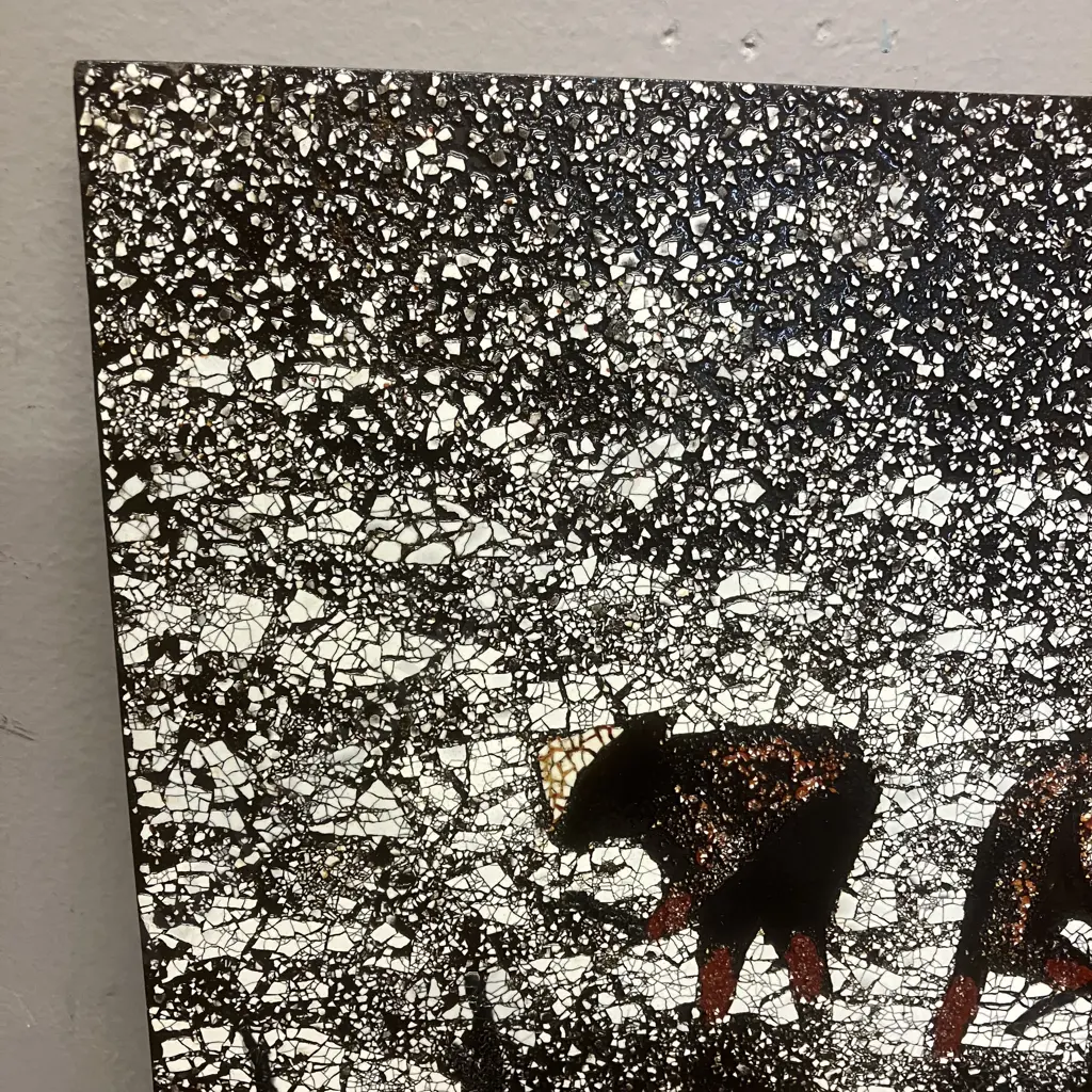 Vietnamese Crushed Egg Shell Lacquer Painting. 60 x 40cm Image 1++