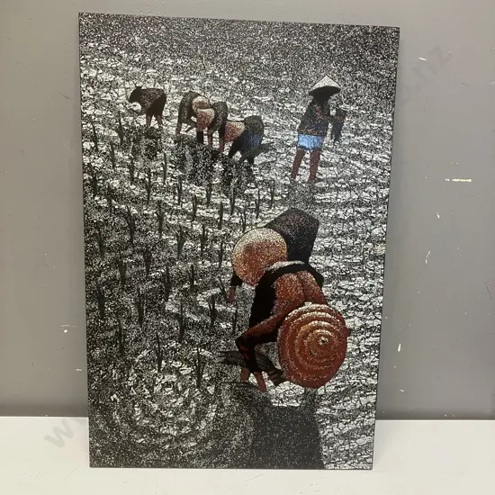 Vietnamese Crushed Egg Shell Lacquer Painting. 60 x 40cm