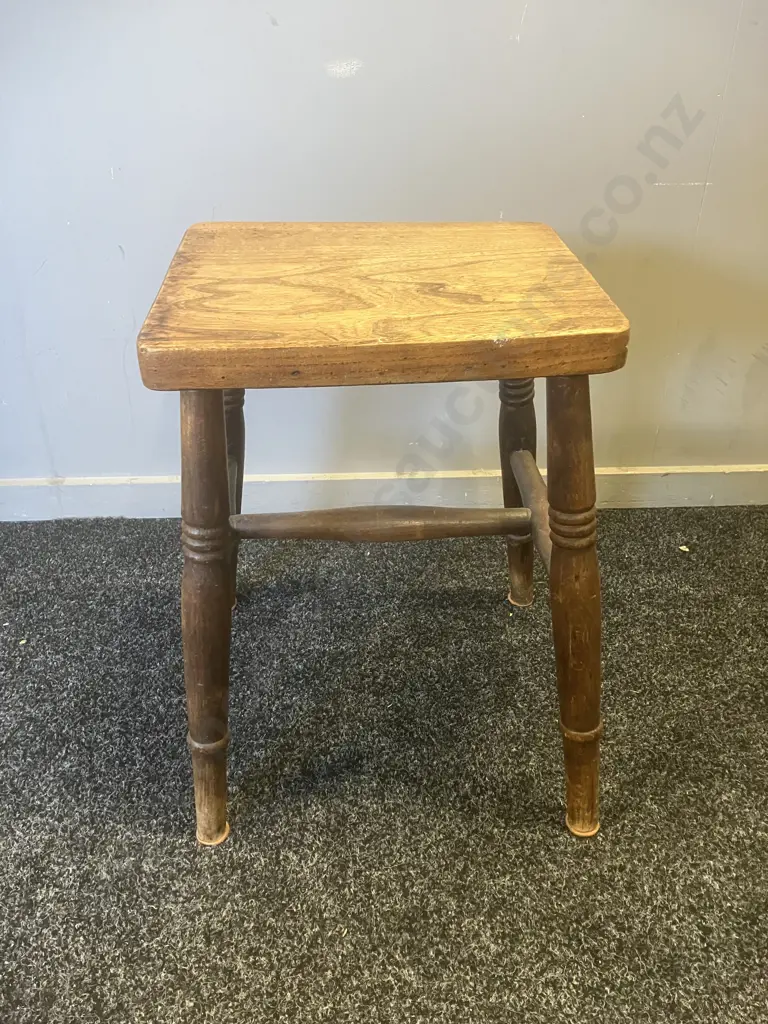 Antique Farmhouse Kitchen Stool. H46 W36 D33cm Image 1++