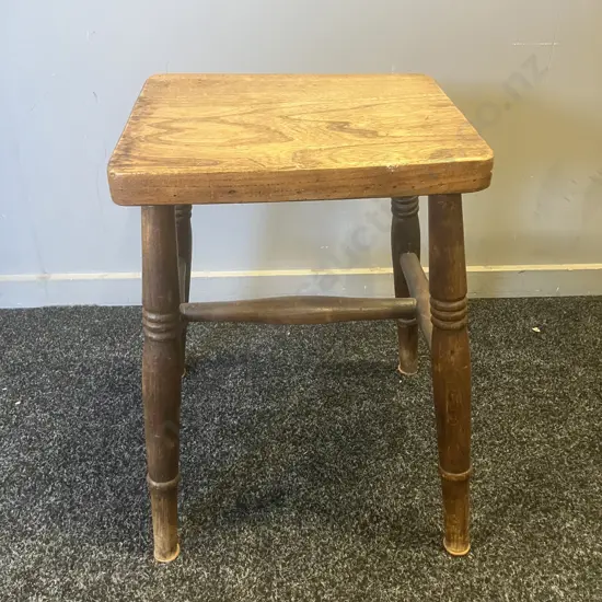 Antique Farmhouse Kitchen Stool. H46 W36 D33cm