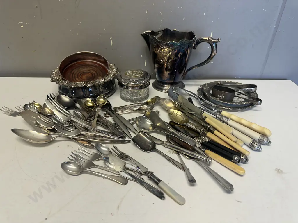 Selection Of Silverware & Cutlery Items Some Marked Image 1++