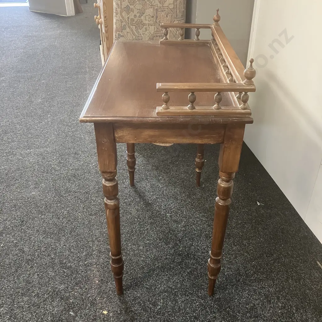 Antique Side Table With Single Drawer, Turned Legs. H90 W76 D44cm Image 1++