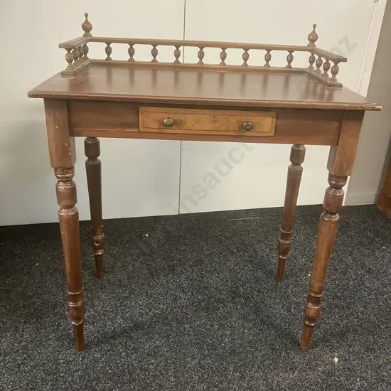 Antique Side Table With Single Drawer, Turned Legs. H90 W76 D44cm