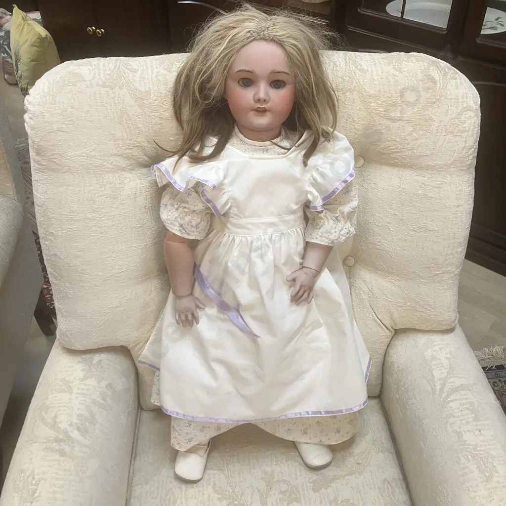 Antique French Bisque Head Doll, SFBJ 301 Paris (1910 - 1920s), Opening Eyes. With Clothes. L72cm Image 1++