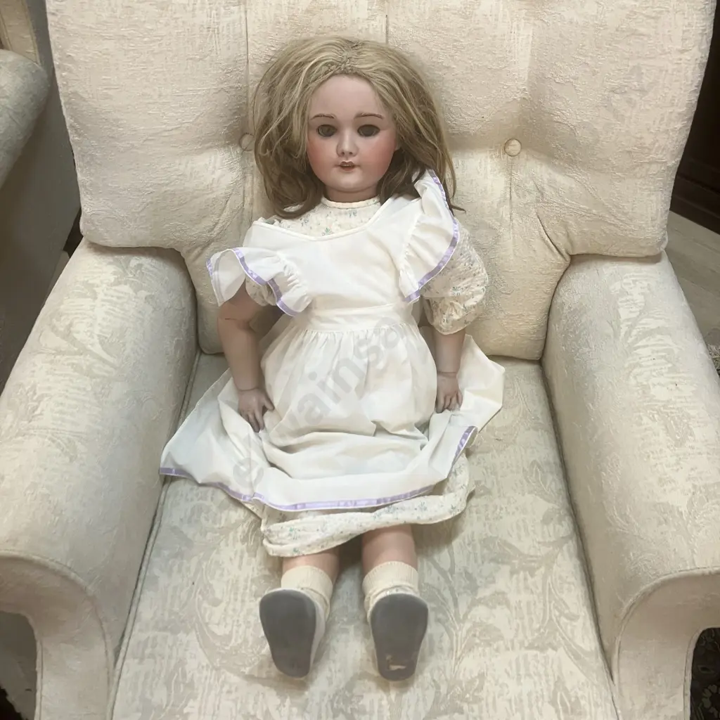 Antique French Bisque Head Doll, SFBJ 301 Paris (1910 - 1920s), Opening Eyes. With Clothes. L72cm Image 1++