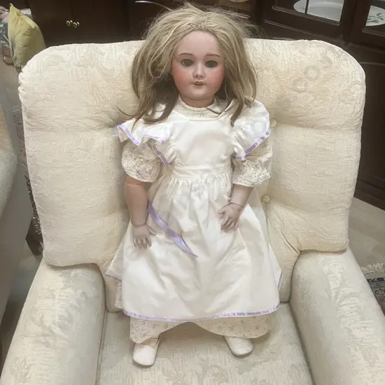 Antique French Bisque Head Doll, SFBJ 301 Paris (1910 - 1920s), Opening Eyes. With Clothes. L72cm