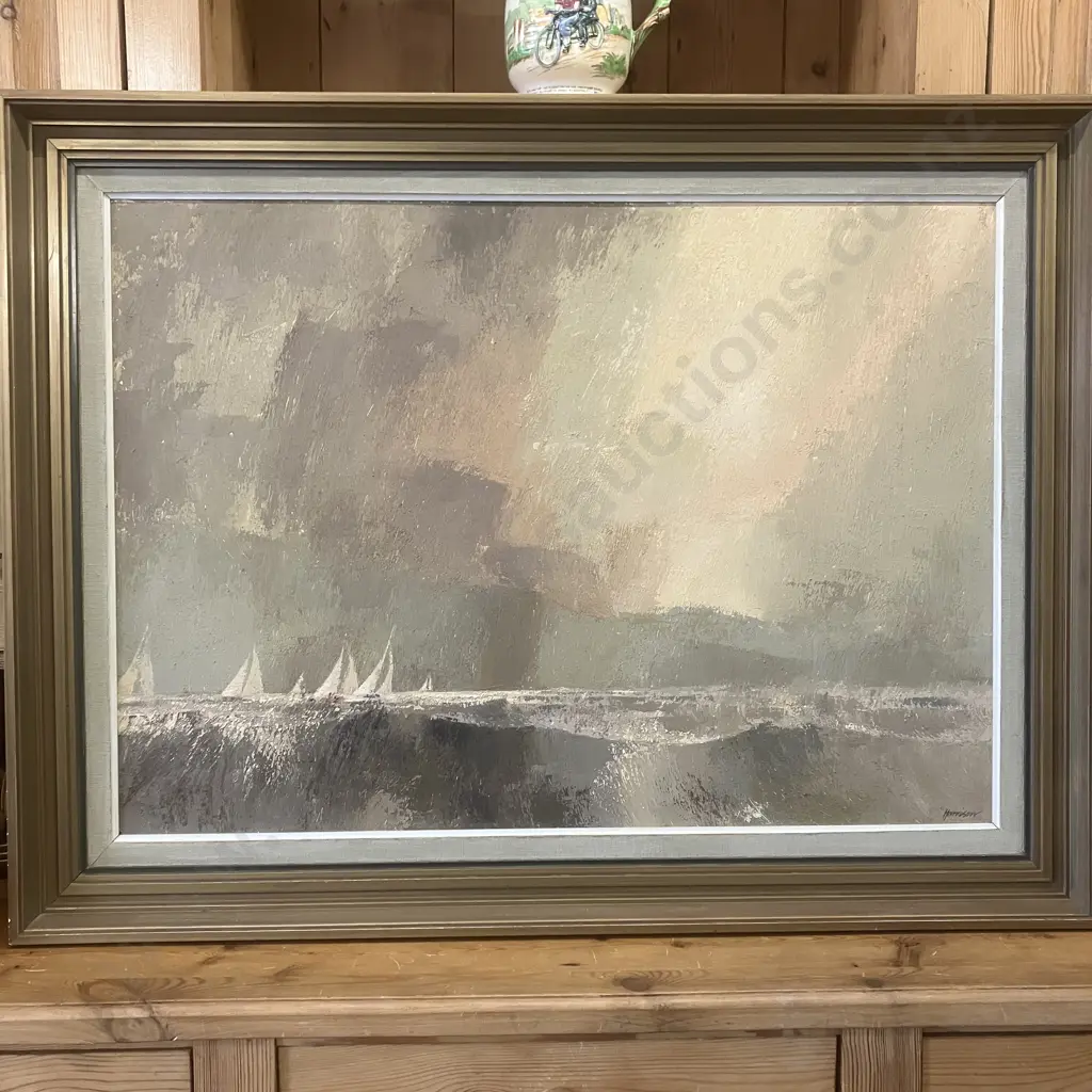 Rodger Harrison "Storm Light Wellington Harbour" 1968? Signed Original. 78 x 101cm Image 1++