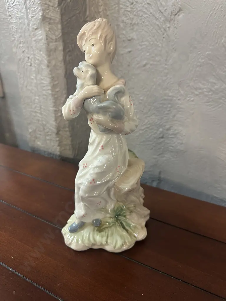 Rare Nadal Porcelain Figurine Lady With a Dog, Spain. H30cm Image 1++