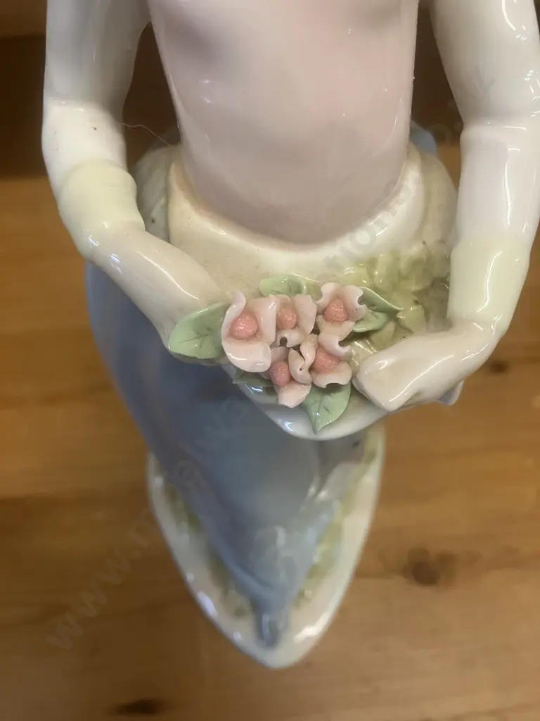 Nadal Porcelain Figurine Girl With Flowers, Spain. H28cm Image 1++