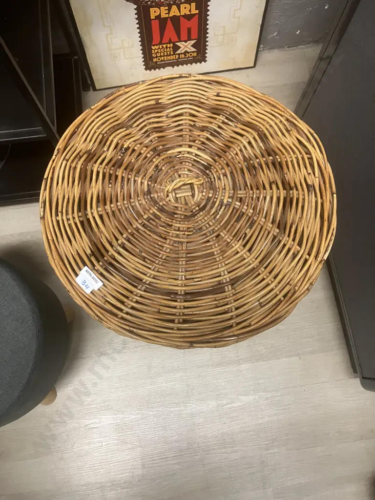 Vintage Lidded Cane Hamper H62cm. Image 1++