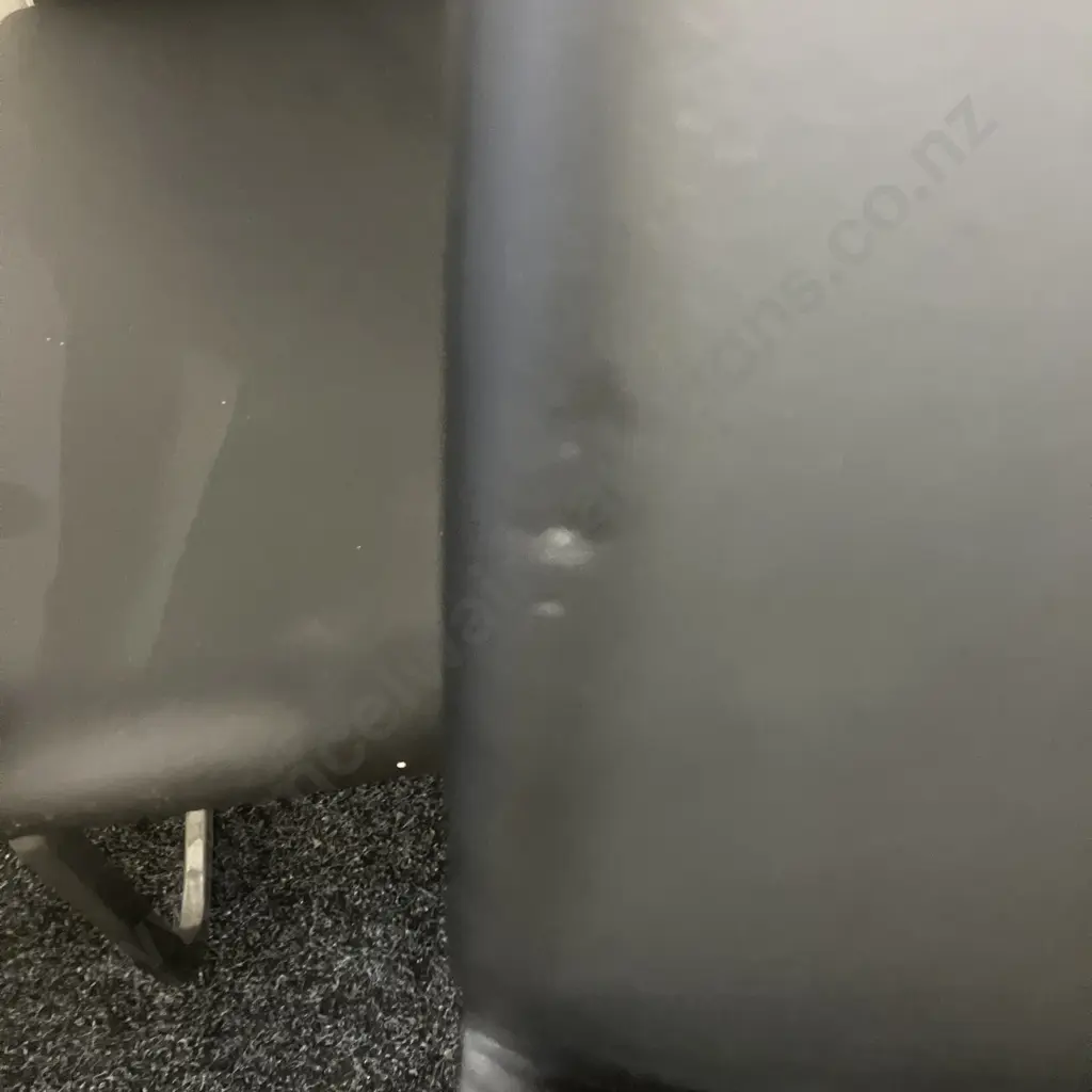 Black Glass Topped Rectangular Dining Table With 6 Black Leather Effect High Back Cantilever Chairs. H76 W180 D100cm Image 1++