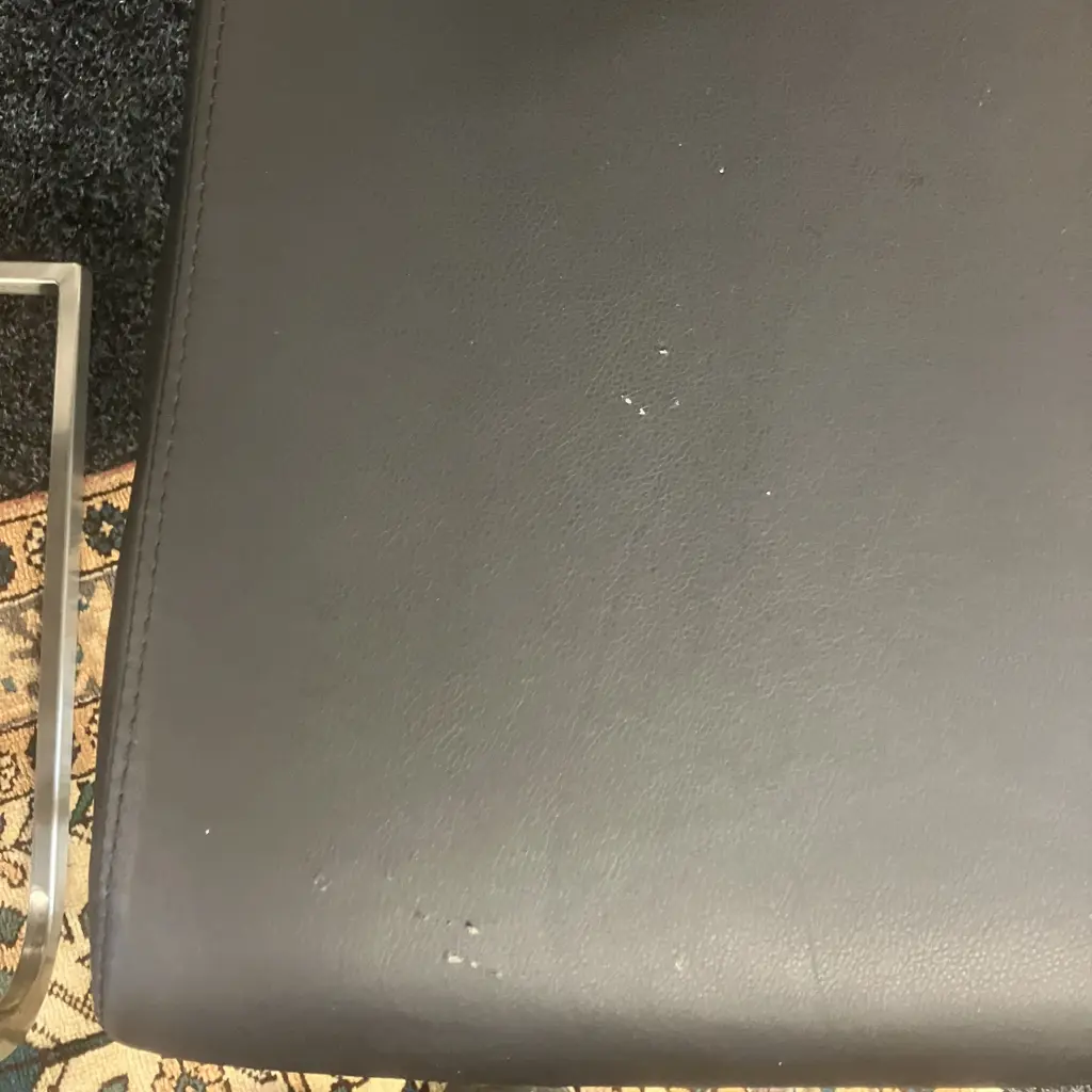 Black Glass Topped Rectangular Dining Table With 6 Black Leather Effect High Back Cantilever Chairs. H76 W180 D100cm Image 1++