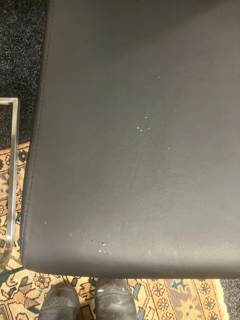 Black Glass Topped Rectangular Dining Table With 6 Black Leather Effect High Back Cantilever Chairs. H76 W180 D100cm Image 1++